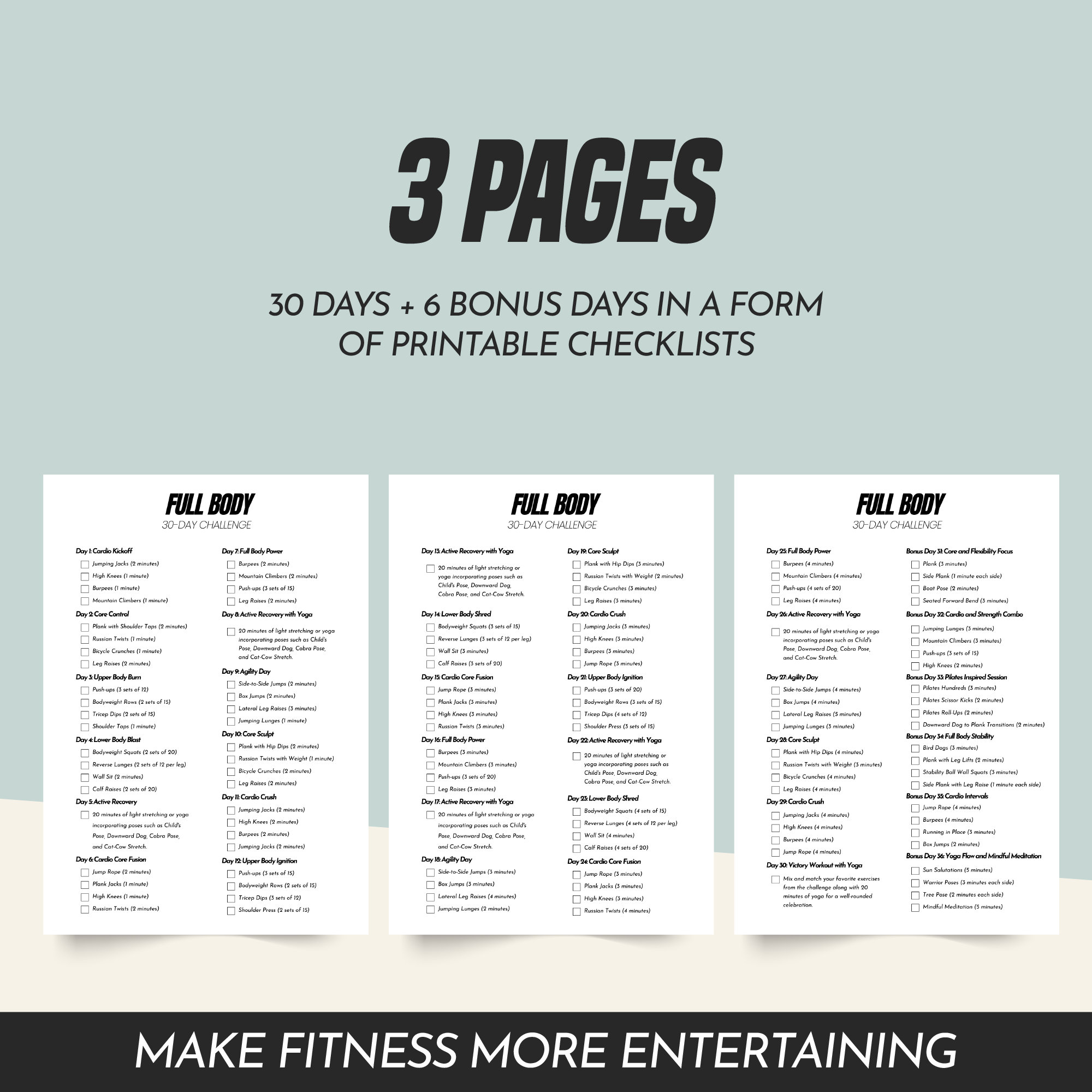 30 Day Full Body Fitness Challenge Workout Schedule Exercise Checklist Lose Weight Guide Workout Planner and Tracker Printable PDF Etsy