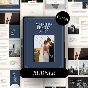 Dusty Blue Wedding Photography Bundle - Pricing Guide + Shot List Template, Photographer Welcome Guide (Digital)