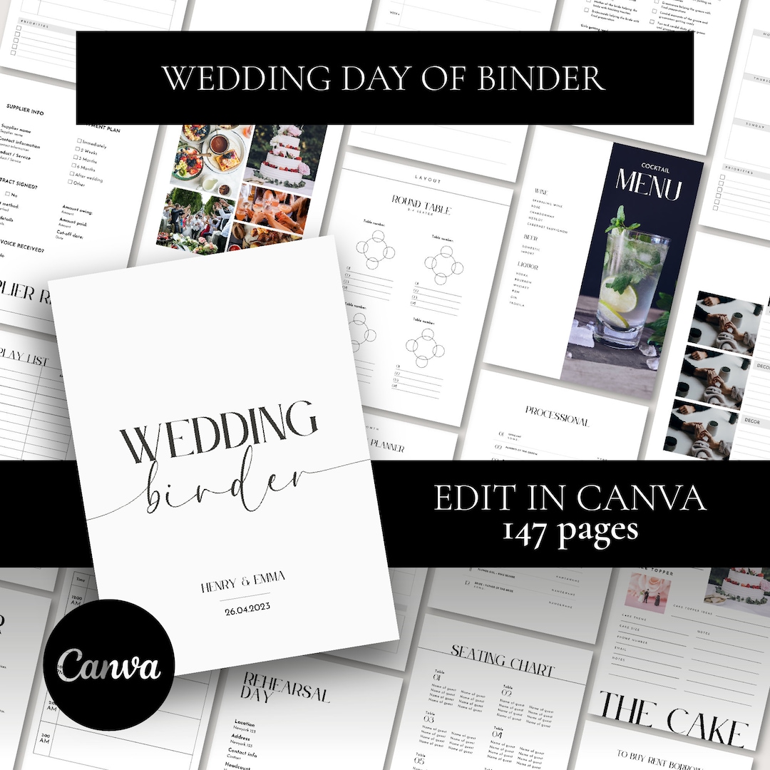 Wedding Day Binder Template Wedding Binder Template Day of Etsy Wedding Day Binder Template Wedding Binder Template Day of Etsy