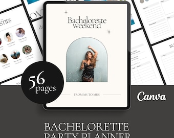 56 Page Bachelorette Weekend Planner, Editable Canva Itinerary Template