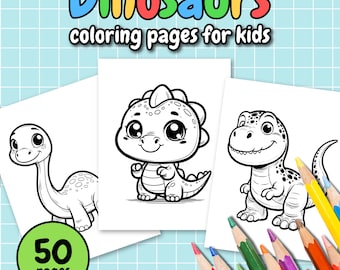 Målarbok med dinosaurier för barn, pedagogiska illustrationer (utskrivbar PDF)