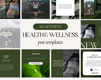 100+ Wellness and Health Social Media Templates for Coaches & Creators (Edit in Canva)
