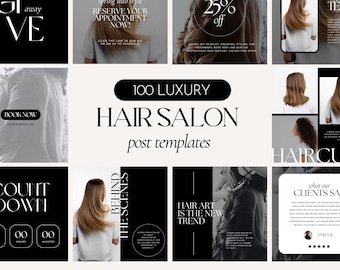 Hair Salon Social Media Templates, Luxury Salon Marketing (Canva)