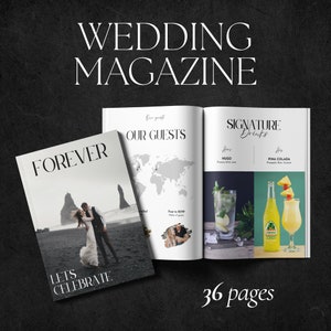 36 Pages Wedding Day Magazine Template, Love Story Memory Book, Engagement Itinerary, Fun Facts, DIY Decoration, Personalized Keepsake