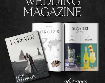 36 Pages Wedding Day Magazine Template, Love Story Memory Book, Engagement Itinerary, Fun Facts, DIY Decoration, Personalized Keepsake