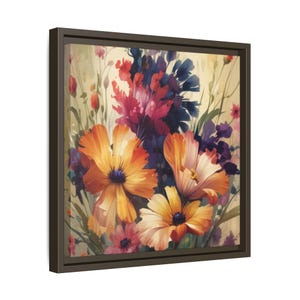 Floral Art Print, Matte Canvas Wall Decor, Nature Themed Home Decor, Gift for Her, Colorful Framed Artwork