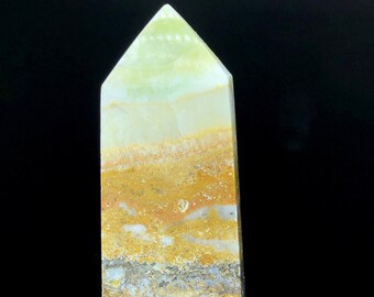 Caribbean Calcite Tower | Blue Calcite with Aragonite Tower | Polished Blue Calcite Crystal Tower | Healing Crystal - 53 Gram