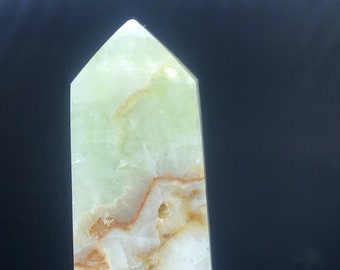 Caribbean Calcite Tower | Blue Calcite with Aragonite Tower | Polished Blue Calcite Crystal Tower | Healing Crystal - 86 Gram