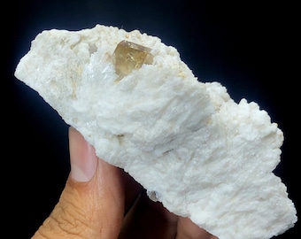 Natural Topaz Crystal With Albite & Feldspar Specimen From Skardu Pakistan - 127 Gram - 87*54*30 mm