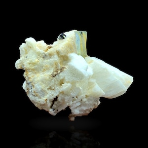 Natural Terminated Aquamarine Crystal with Schorl Tourmaline And Feldspar, Aquamarine Specimen, Aquamarine from Skardu Pakistan - 30 Gm