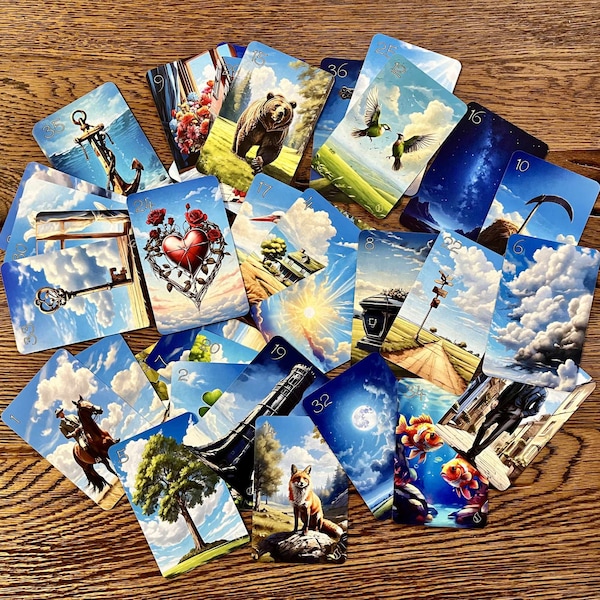 Lenormand Kartendeck "Bright Sky" - Wahrsagekarten - XL-Format