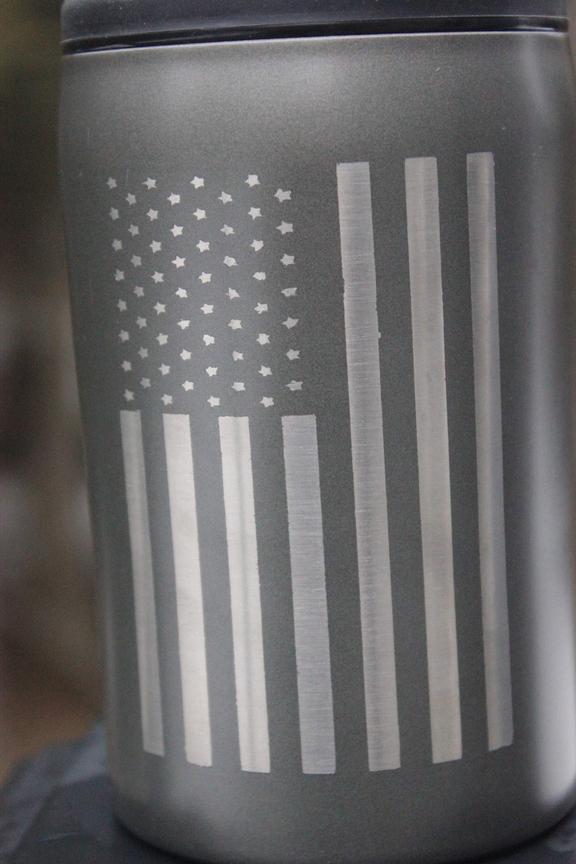 Etched US Flag Insulated Metal Koozie 3-in-1 Can Cooler Patriot American  Fits Cans, Regular and Tall, Also Glass Bottles 