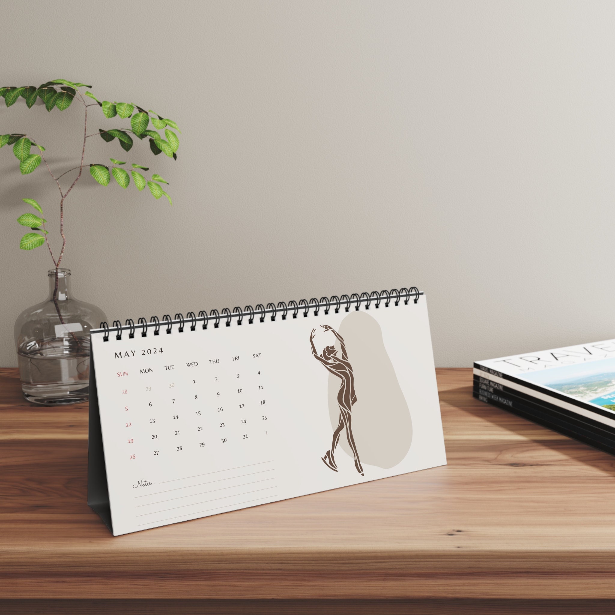 2024 Calendar Figure Skating Desk Calendar Monthly Desk Calendar
