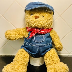 Build A Bear Curly Bear Train Conductor Plush