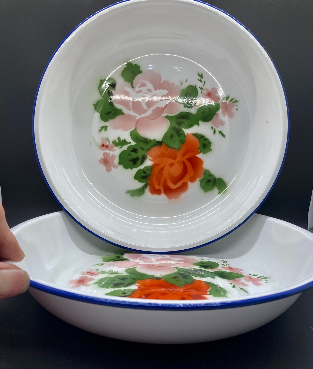 Vintage Enamelware Butterfly Brand, Set of Two Etsy