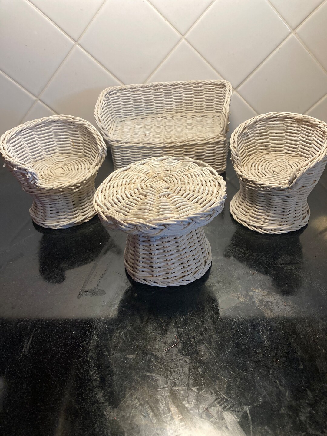 Wicker Childs Vintage Doll Furniture Etsy