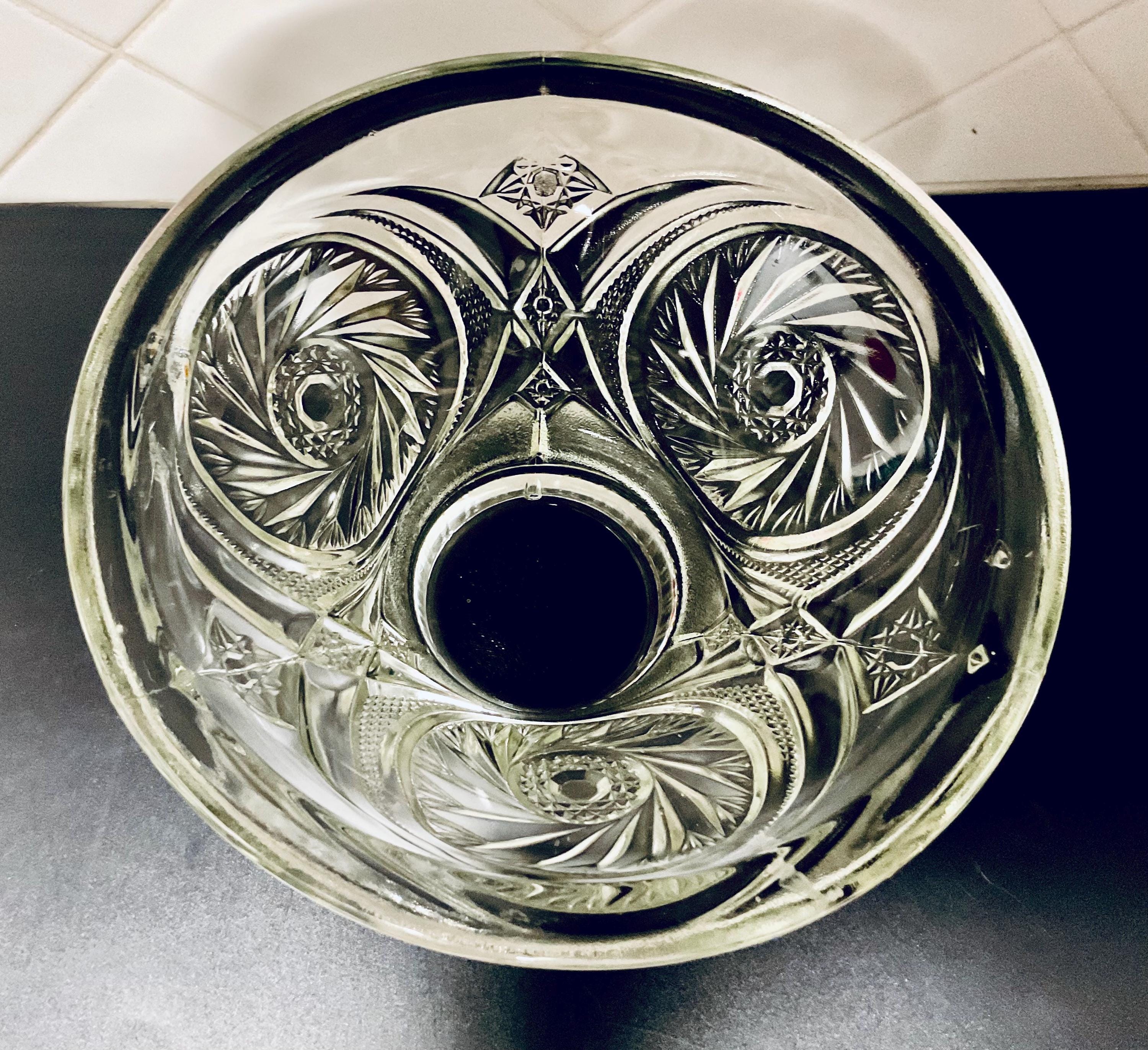 Vintage LE Smith Aztec Pinwheel Punch Bowl Base EAPG Prescut Glass ...