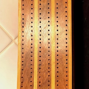 Vintage 1970s Wooden Cribbage Board  3 Track Game Board with Storage Box