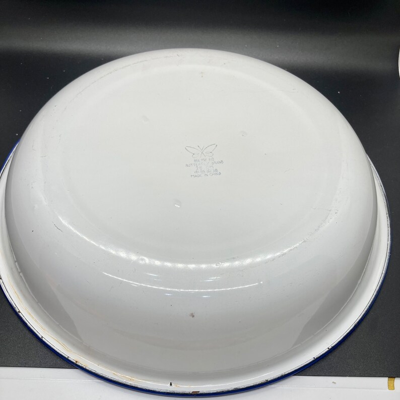 Vintage Enamelware Butterfly Brand, Set of Two Etsy