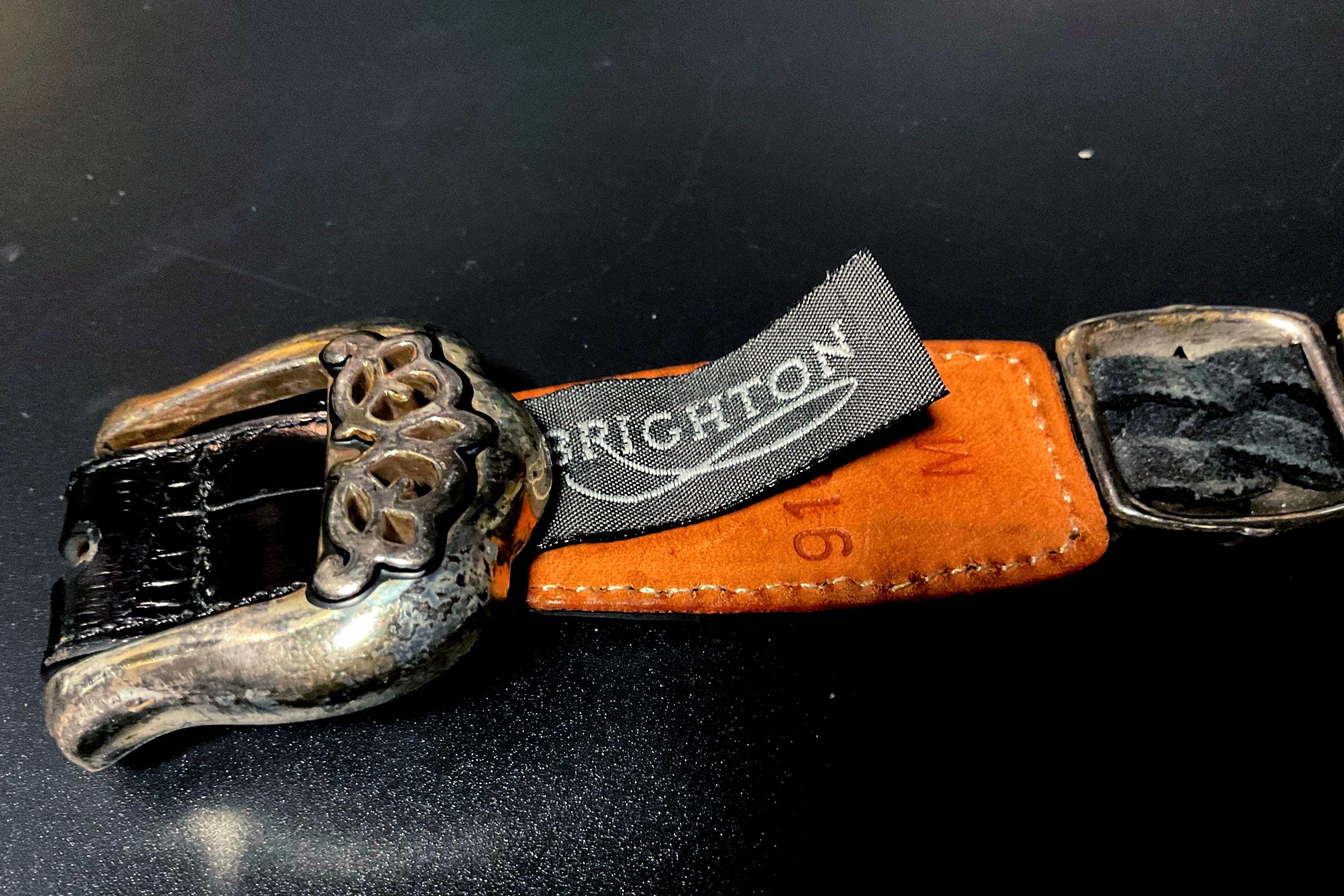 Vintage 1990s Brighton Braided Black Leather Belt 91803 