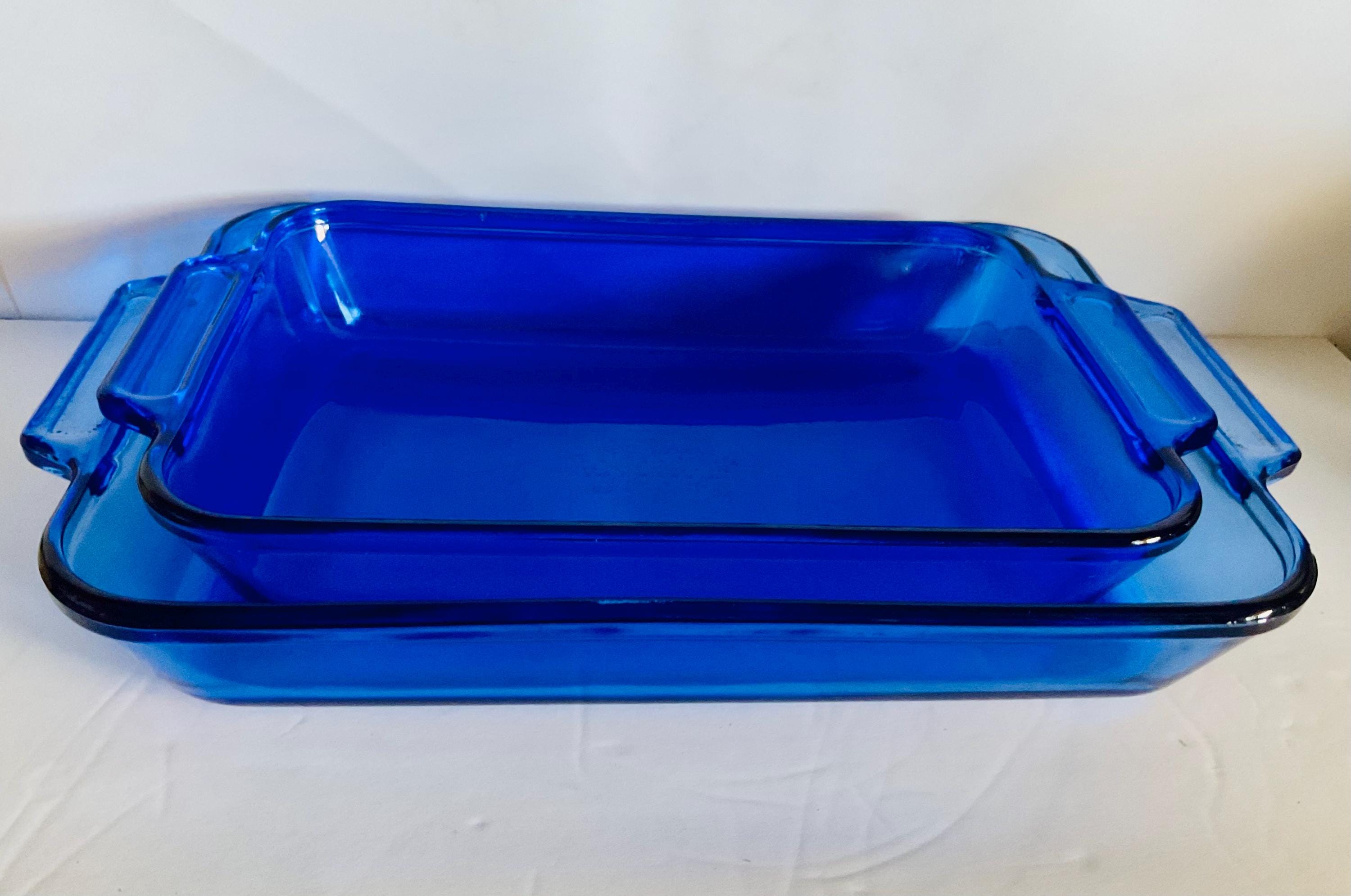 Vintage Anchor Hocking Cobalt Blue Baking Dish Set, 2 Pc Glass