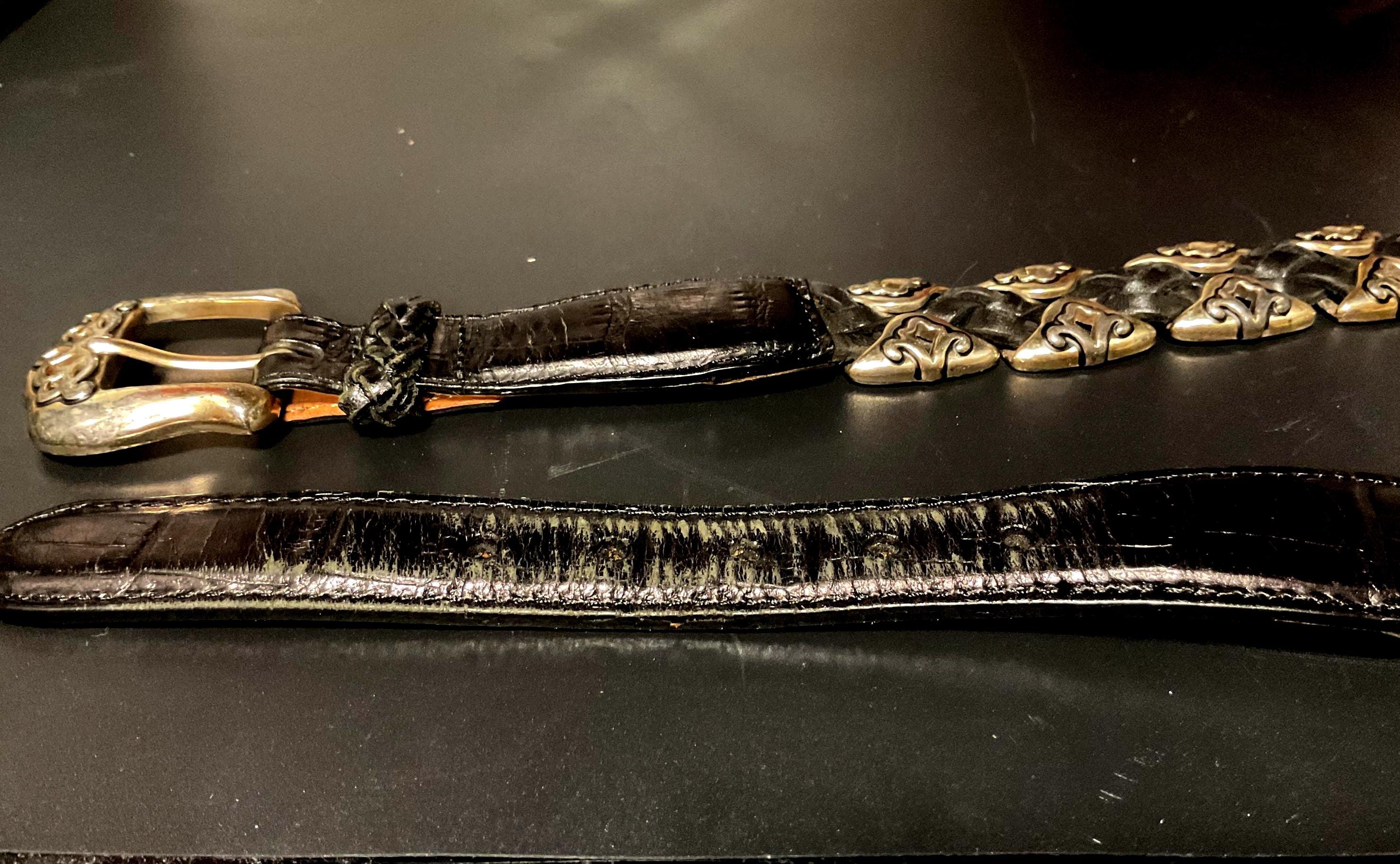 Vintage 1990s Brighton Braided Black Leather Belt 91803  display picture 3