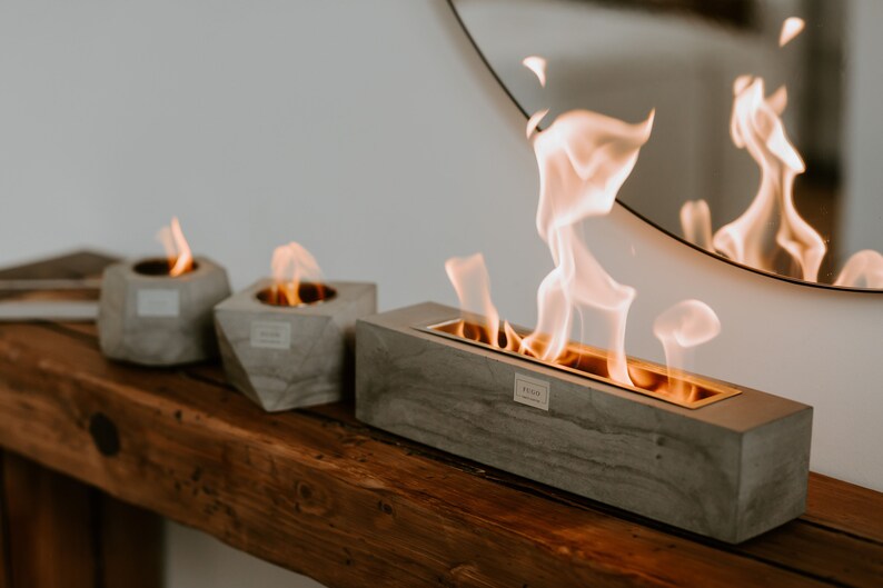 Fugo Biofireplace Concrete Tabletop Fireplace Indoor Etsy