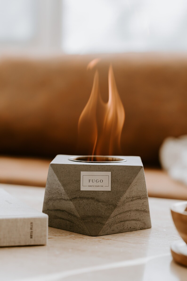 Fugo Biofireplace Concrete Tabletop Fireplace Indoor Etsy