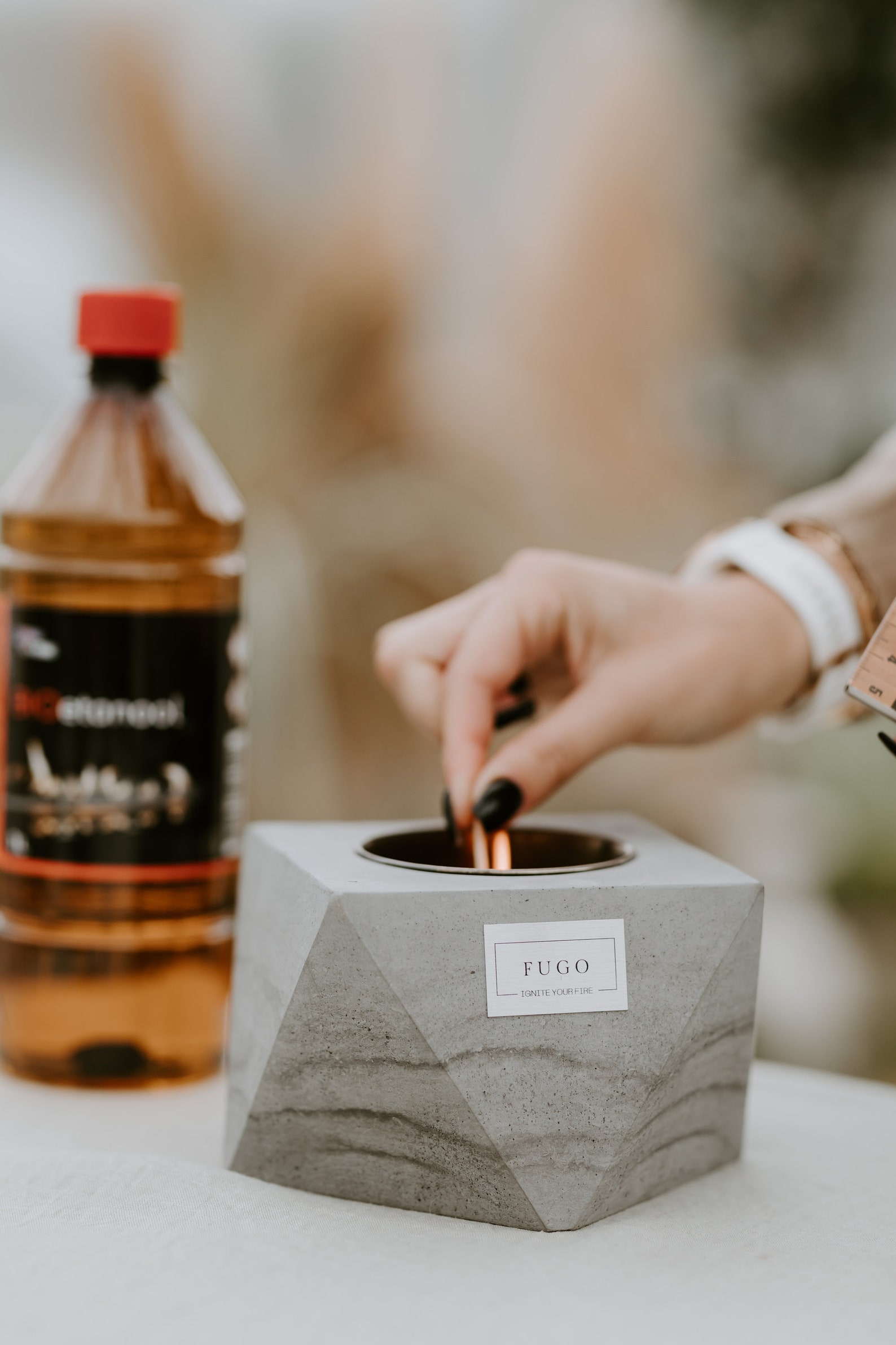 Fugo Biofireplace Concrete Tabletop Fireplace Indoor Etsy