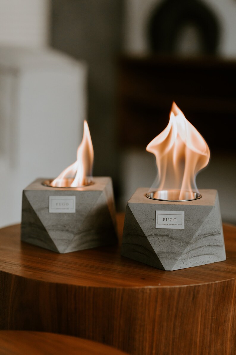 Fugo Biofireplace Concrete Tabletop Fireplace Indoor Etsy
