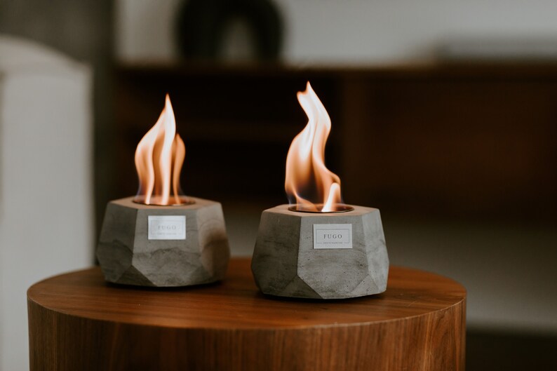 Fugo Biofireplace Concrete Tabletop Fireplace Indoor Etsy