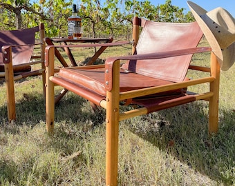 Latigo Leather Safari Chair in Cognac Brown