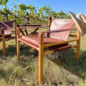 Latigo Leather Safari Chair in Cognac Brown