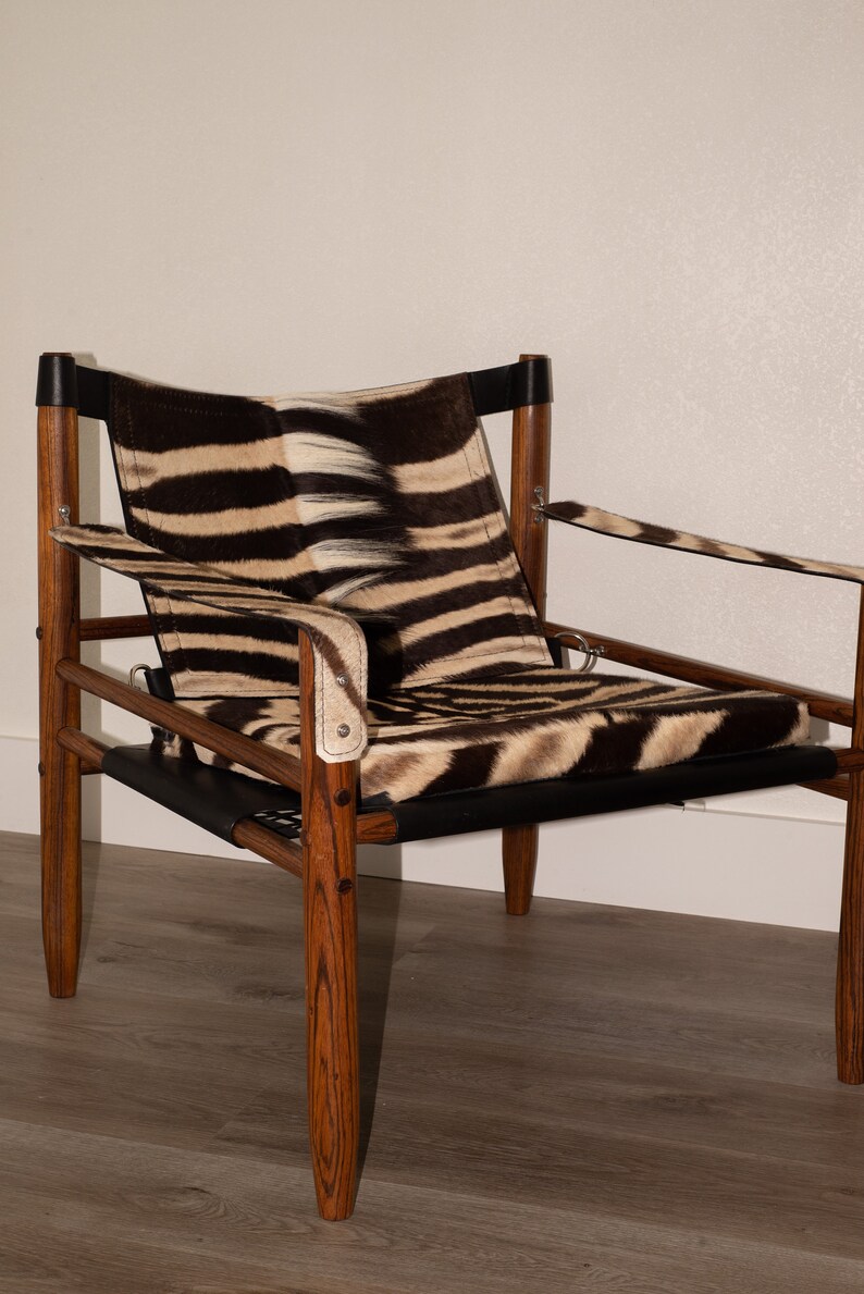 Zebra Hide and Leather Safari Chair Etsy