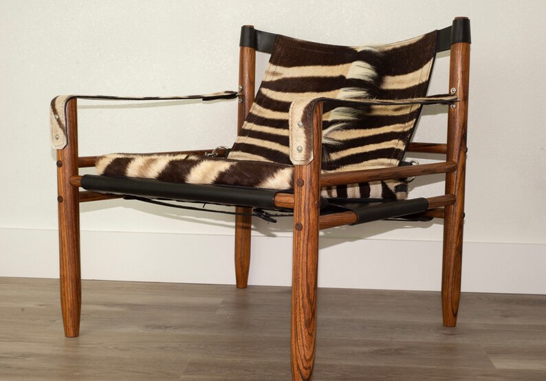 Zebra Hide and Leather Safari Chair Etsy