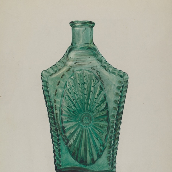 Glass Flask Bar Fine Art Download | Vintage Art | Antique Painting | Printable
