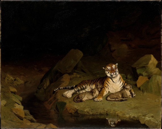 Tiger Painting Digital Download Printable Fine Art Moody Neutral