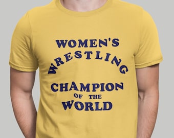 Camiseta campeã mundial de luta livre feminina (amarela) réplica de camiseta