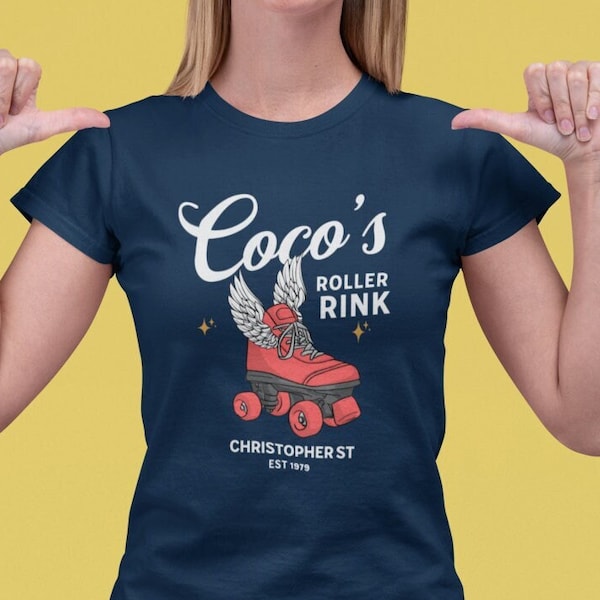 Coco's Roller Rink Unisex Tshirt, Black Dark Heather Navy Tee, Christopher Street, Roller Skating, Roller Skate, New York, NYC