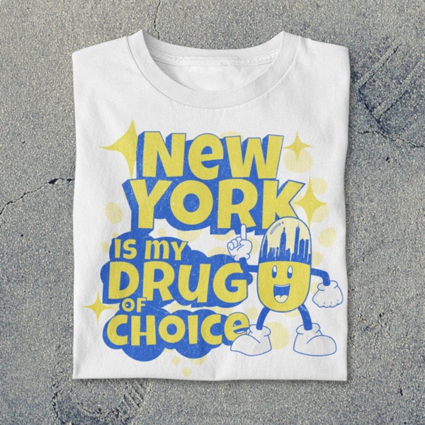 New York Is My Drug of Choice (White/Sport Grey) Unisex T-Shirt, NYC Shirt, New York top, NYC Tee