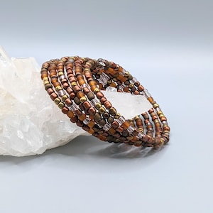 Brown Beaded Bracelet ~ Stack Wrap Stacking Bracelet ~ Handmade Jewelry