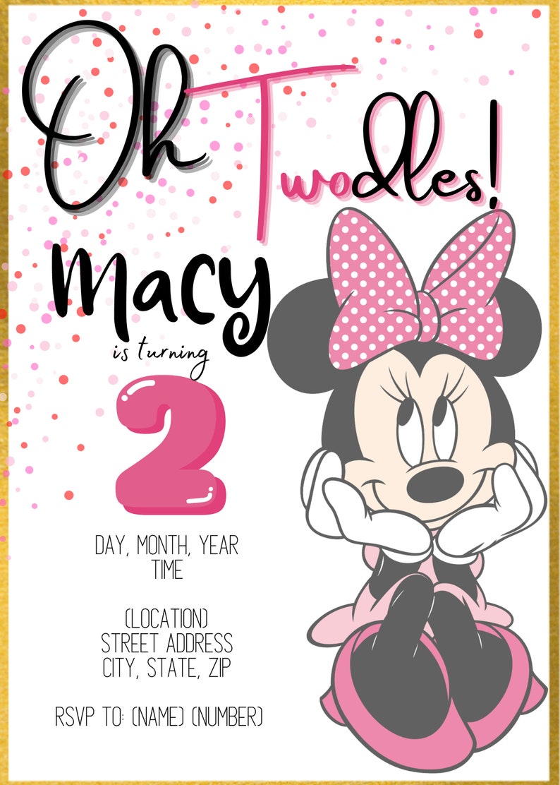 Personalized Minnie Mouse Birthday Invitation, Editable Girl Party ...