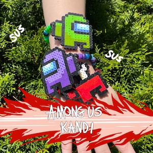 Onder ons KANDI perler armband | Among Us Guy Kandi Perler past levend dode handelsraves, snoepvideogames en concerten rave-raves aan