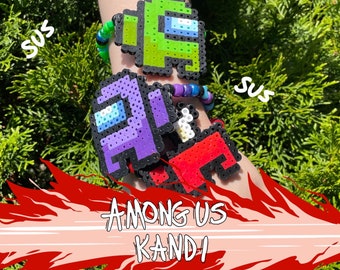Among Us KANDI perler bracelet | Among Us Guy Kandi Perler customize alive dead trading raves candy video games sus concerts rave raves