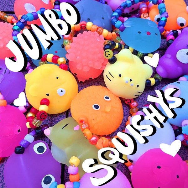 Jumbo Squishy Kandi Bracelets |Huge Giant Super Large Animals Toy Festival Colorful Glow Jewelry Trading Fun Squish Mochi rave accessories