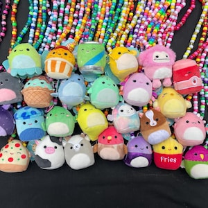 Nytt Squishmallow Kandi Halsband | Kandi Squish Rave Tillbehör Plysch Godis EDC Smycken Frukt Söt Festival Vattenmelon Rave Tillbehör