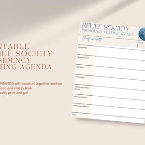 Relief Society Presidency Agenda, latter day saints, lds