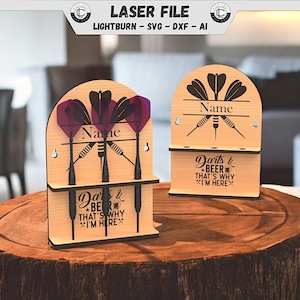 Dart pijlen houder organizer laser bestand dart houder muurbevestiging laser gesneden bestand SVG snij bestand laser gesneden bestand 3 mm en 4 mm DXF bestand