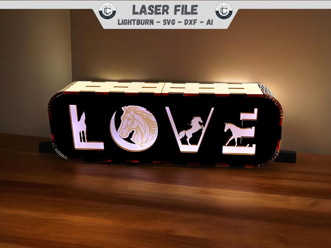 Light Box Dxf Laser File Horses Light Box File Decoration Night Light Lantern SVG ...