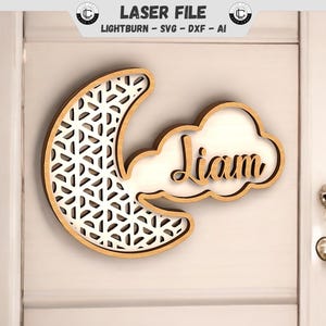 Arquivo a laser Placa de porta de quarto infantil Placa de identificação personalizada Arquivo cortado a laser Placa de madeira Decoração de parede Arquivo SVG Arquivo de corte DXF